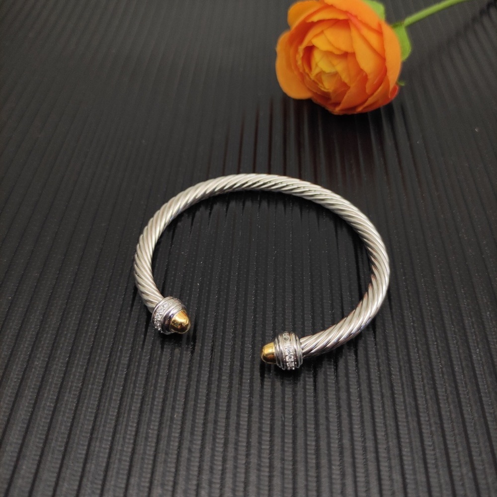 ✨David Yurman Two-Tone Cable Open Cuff Bracelet - Silver and Gold - Picture 5 of 6